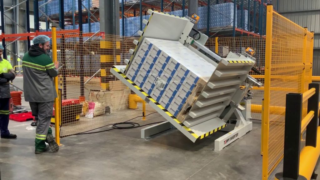 Efficient Milk Handling with Toppy Inverter’s Anti-Crush System for Safe Pallet Inversion Efficient Milk Handling with Toppy Inverter’s Anti-Crush System for Safe Pallet Inversion