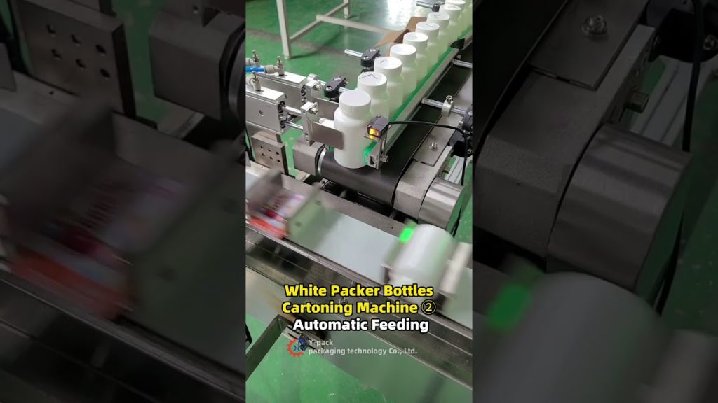 “Efficient Cartoning Machine for White Packer Bottles with Automated Feeding”