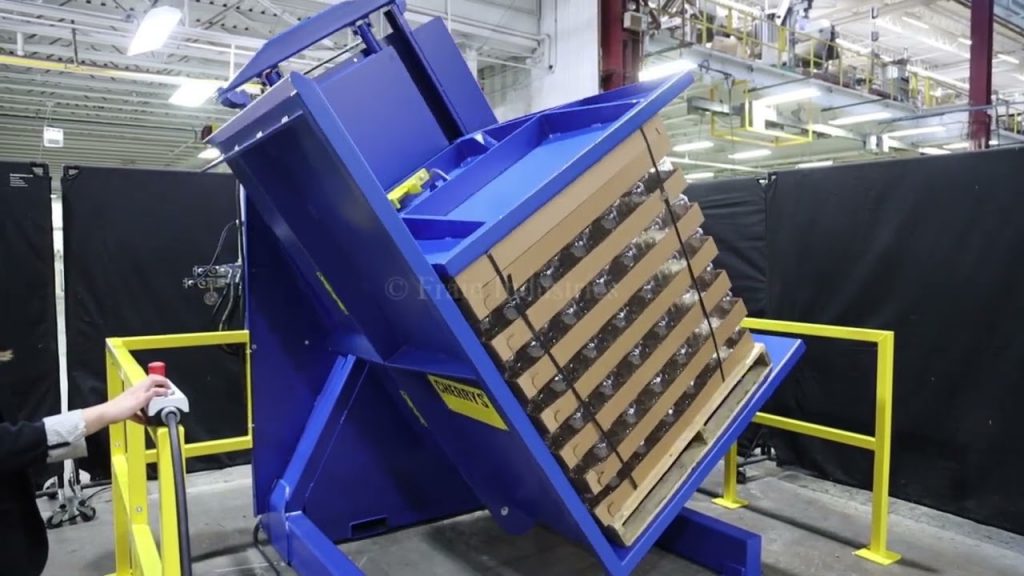 “Efficient pallet handling: A demonstration of SC75P pallet inverter by Cherrys Industrial Equipment”