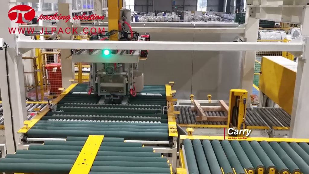 A Steel Coil Wrapping Line that Operates Horizontally. A Steel Coil Wrapping Line that Operates Horizontally.