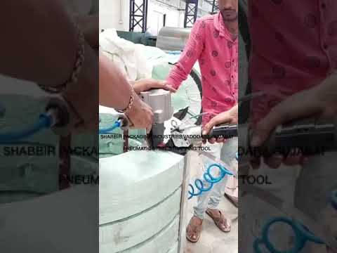 A Tensioner and Sealer for Steel Strapping that is Powered by Air Pressure. A Tensioner and Sealer for Steel Strapping that is Powered by Air Pressure.