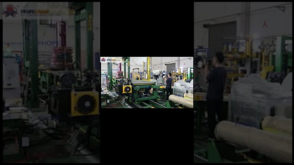 Automatic steel wire compression and packaging line without any numbers, company names, brand names, or double quotation marks. Automatic steel wire compression and packaging line without any numbers, company names, brand names, or double quotation marks.