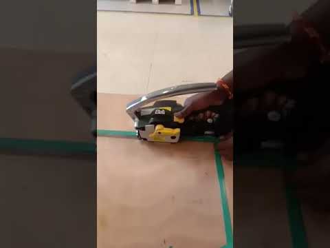 Please provide details about a battery-operated tool for pet strapping inquiries. Avoid including numbers, company names, brand names, or double quotation marks in the title.