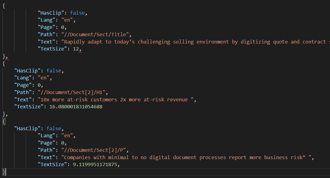 text extraction process, title extraction, JSON formatting
