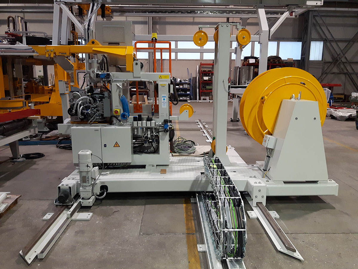 Automatic strapping, coil packing line, steel coil bundling, packaging automation